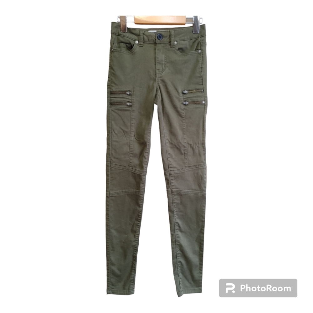 NOISY MAY Lucy Slim Zip Biker Pant Olive Green Size 27/32
